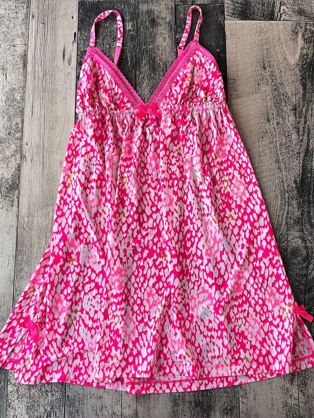 La senza pink leopard print slip dress